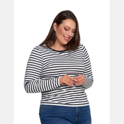 BLUZKA damska w PASKI BAWEŁNIANA, długi rękaw MORAJ